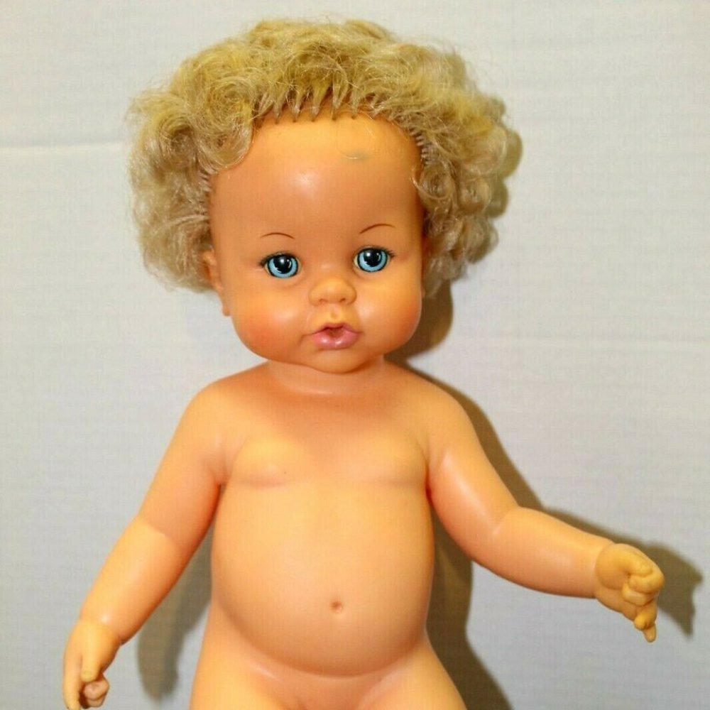 Vintage 1971 Ideal Toy Curly Blonde Hair Rubber